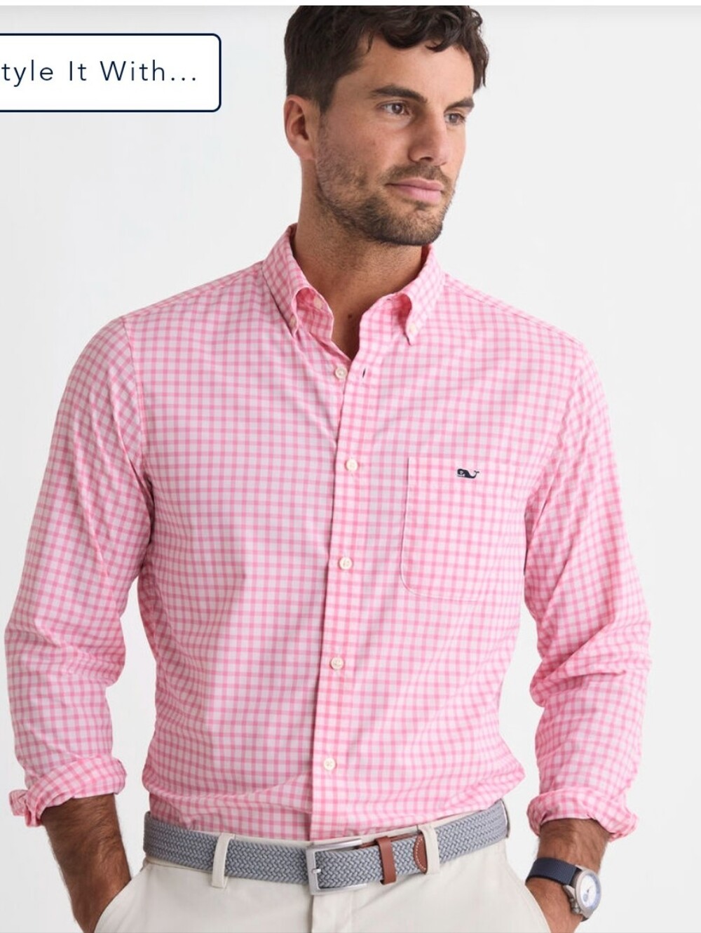 Vineyard Vines Performance Lemon Shark Gingham Featherweight Shirt